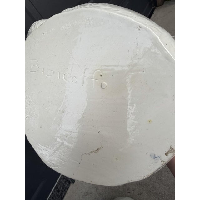 Pair Vintage Ceramic Monkey Head Planters Signed Biblicoff MCM Hollywood Regency For Sale - Image 9 of 11