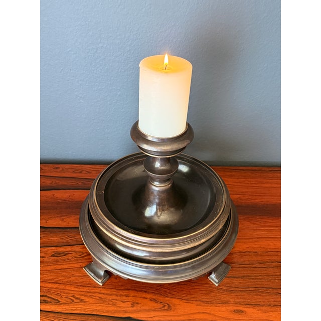 1970s Patinated Brass Hurricane Candle Holder by Chapman For Sale - Image 10 of 12