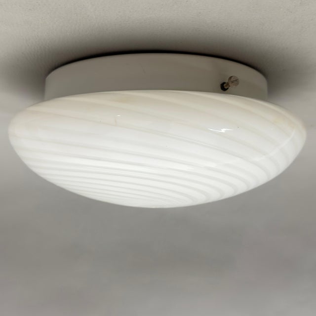 Vintage Opal Spiral Ceiling Lamp in Murano Glass, 1970s For Sale - Image 4 of 11