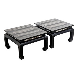 Vintage Hollywood Regency Chinese Lacquer Coffee Tables - a Pair For Sale