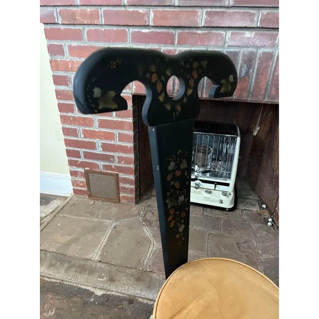 Traditional Mid 20th Century Vintage Mother of Pearl Inlaid 3 Leg High Back Chair For Sale - Image 3 of 10