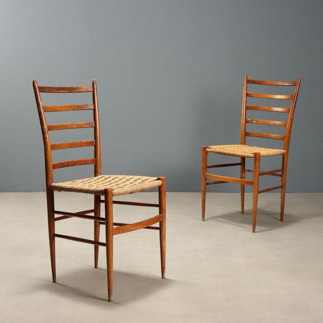 Beech and Woven Cord Chairs, 1950s, Set of 2 For Sale - Image 11 of 11