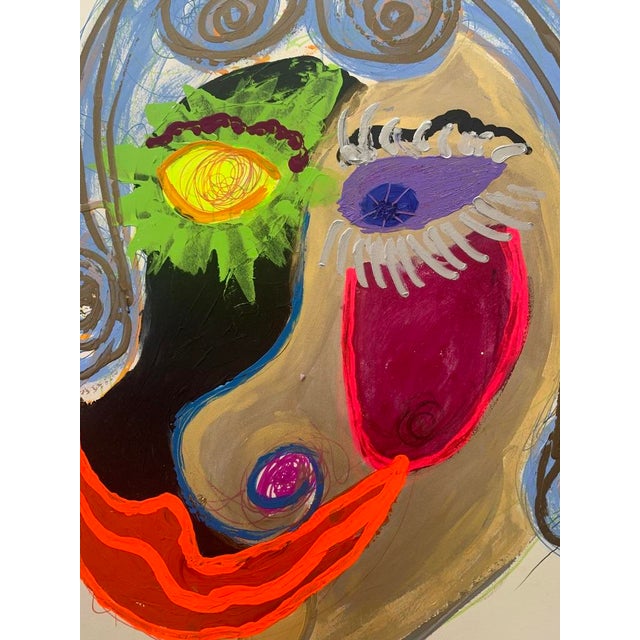 Abstract 1970s Mark Mynatt Abstract Arylic on Paper - Stepford Wife, Unframed For Sale - Image 3 of 6