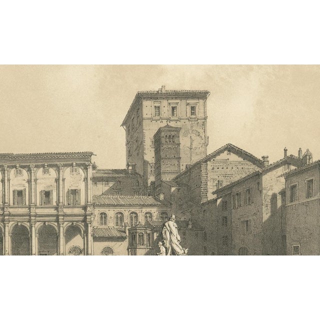 Cream After Bayot, Courtyard of Palazzo Venezia, Rome, 1869, Lithograph For Sale - Image 8 of 9