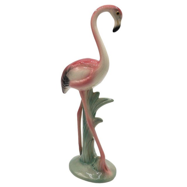 1950s Mid-Century Matching Pink Flamingo Ceramic Tabletop Vase Set by Brad Keeler, A Pair For Sale - Image 9 of 14