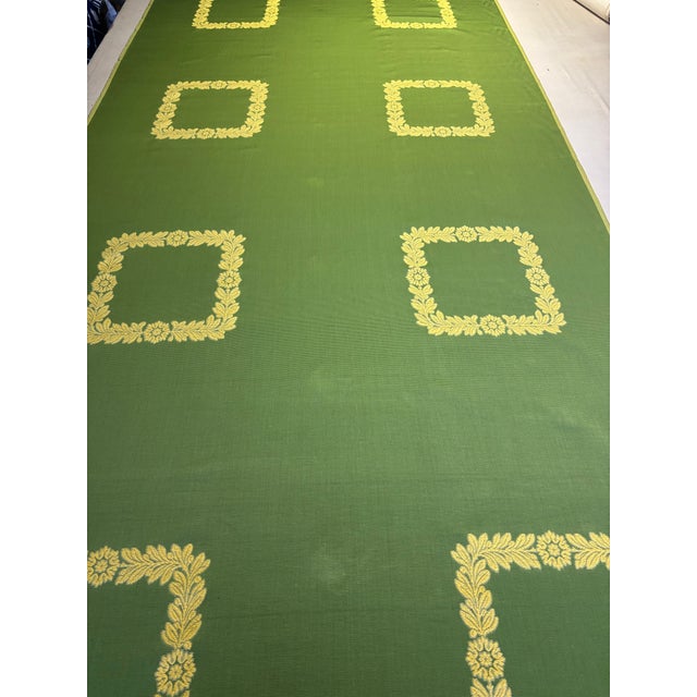 English 4 1/2 Yards of Ribbed Chair Seat Fabric in Green and Gold For Sale - Image 3 of 4