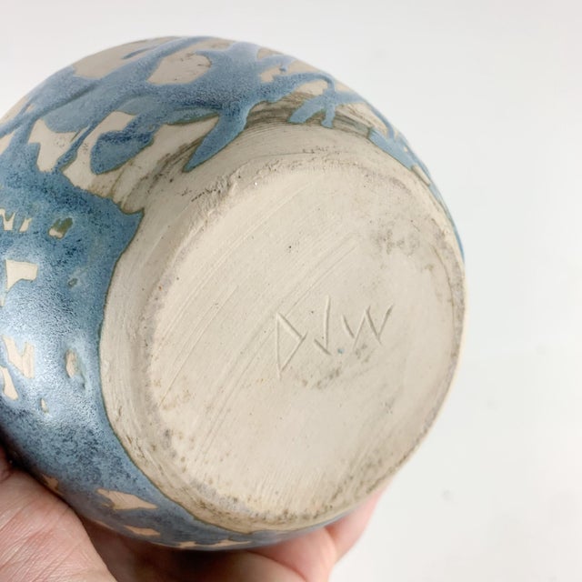 Vintage Ooak Funky Skinny Neck Drippy Glaze Studio Art Pottery Vase Signed MCM For Sale In Baltimore - Image 6 of 7