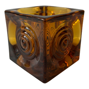 Mid 20th Century Viking Glass Company Amber Glass Bullseye Cube