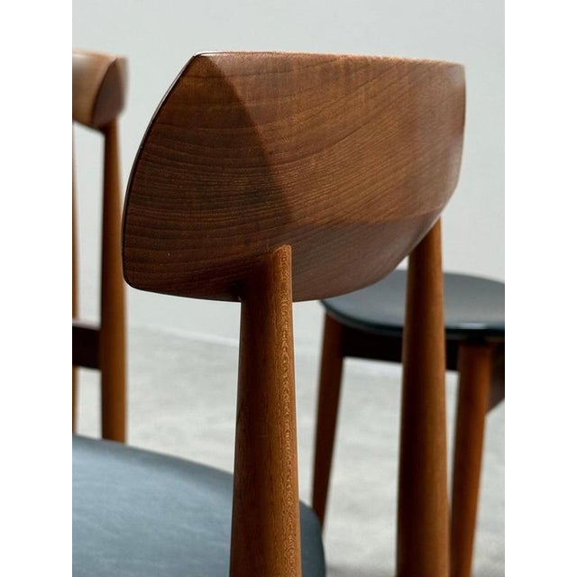 Teak Wood Black Leather Dining Chairs by HW Klein for Bramin, Denmark, 1960s, Set of 4 For Sale - Image 10 of 16