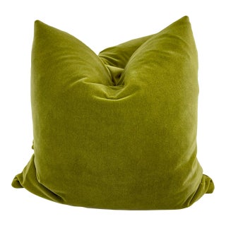 Chartreuse Cotton Velvet 22” Pillows-A Pair For Sale