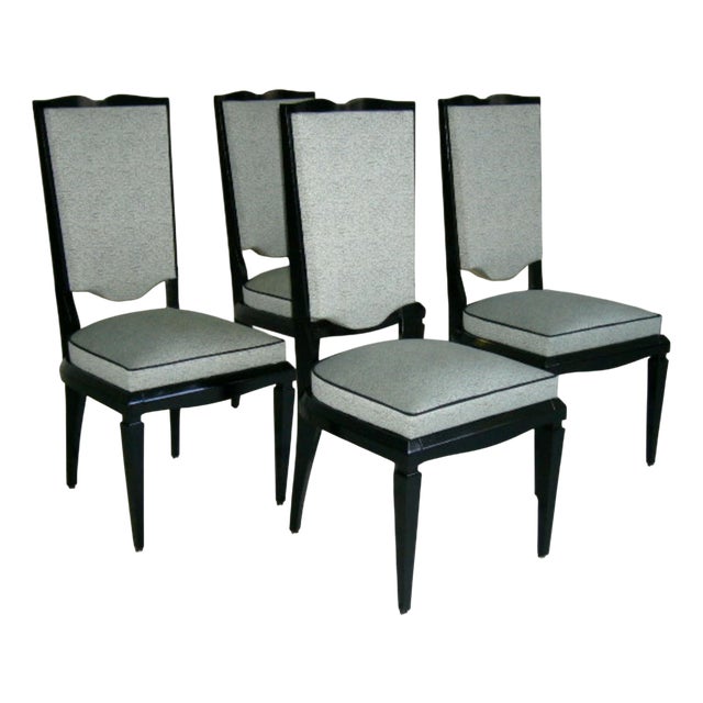 Art Deco Black and White Dining Chairs, 1940s, Set of 6 For Sale