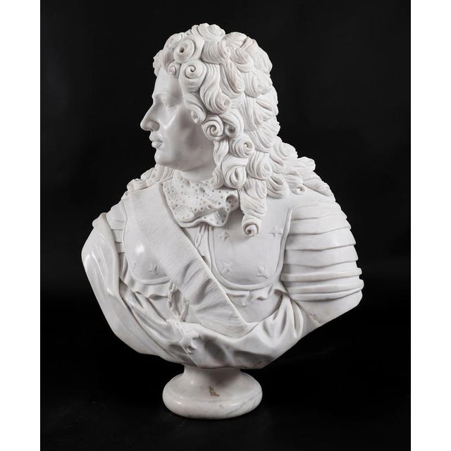 Blue Antique 20th Century Italian Marble Bust of a Nobleman in Armour For Sale - Image 8 of 18