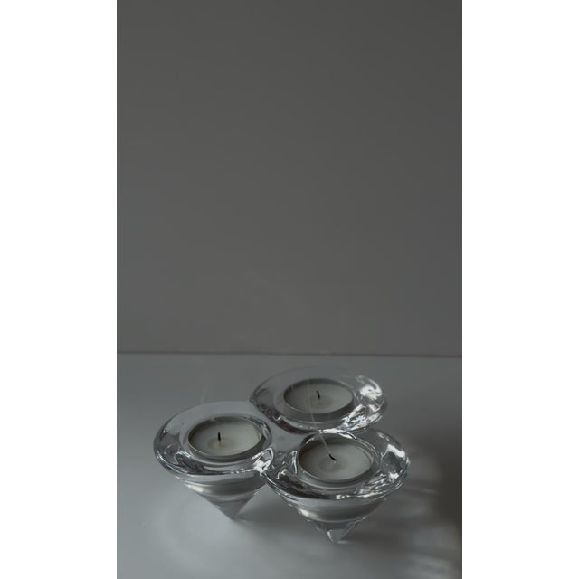 1980s Vintage Crystal Glass Trio Tealight Candle Holder For Sale - Image 5 of 5