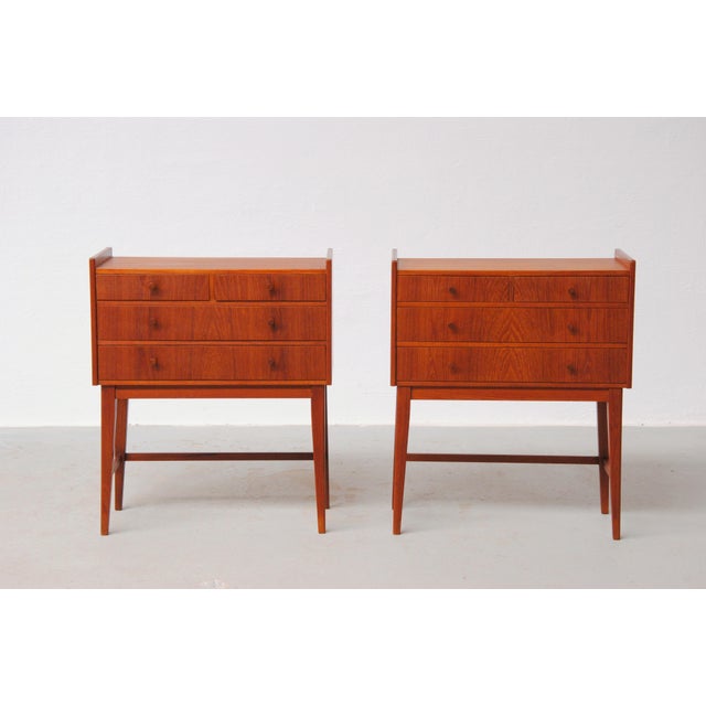 Fully Restored and Refinished Small Vintage Danish Teak Dressers, 1960s, Set of 2 For Sale - Image 4 of 9