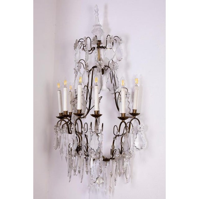 French Seven Branch Cut-Crystal Wall Lights, 1860, Set of 2 For Sale - Image 11 of 13