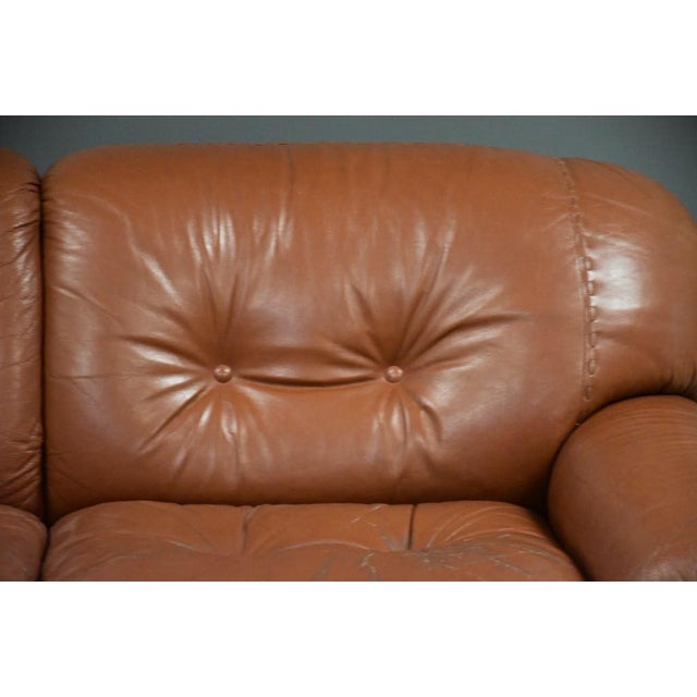 1970s Brown Leather Sapporo Loveseat Sofa by Mario Marenco For Sale - Image 9 of 11
