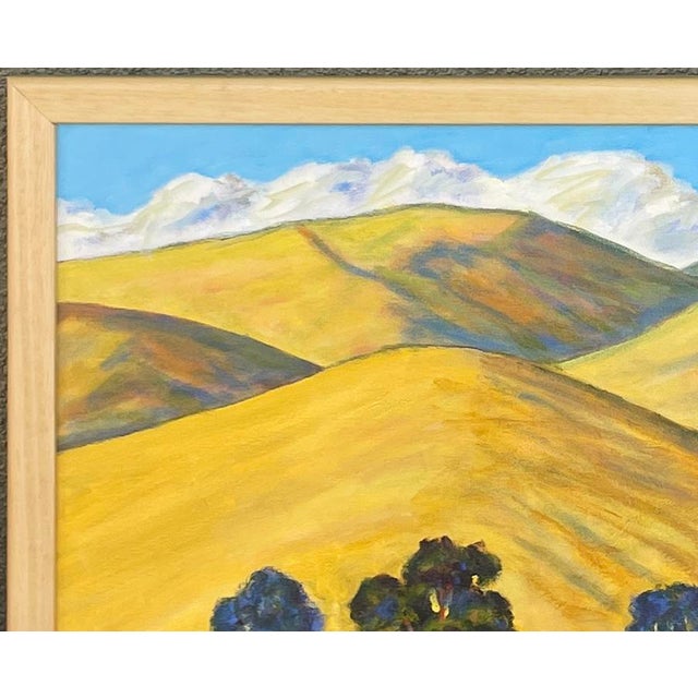 This is a wonderful oil on canvas tranquil impressionistic landscape framed in an Italian made light colored wood frame....