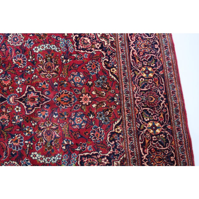 Red 1940s Hand-Knotted Vintage Sarouk Rug in Rich Red Palette -4' 5'' X 6' 11'' For Sale - Image 8 of 9