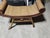 1960s Egyptian Revival Burnt Bamboo Wicker and Rattan Scroll Arm Bench or Side Table