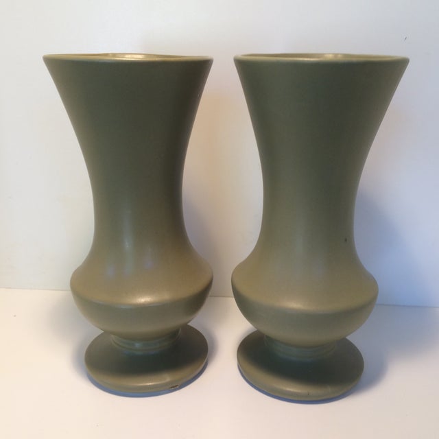 1960 S Matte Green Mccoy Floraline Vases A Pair Chairish