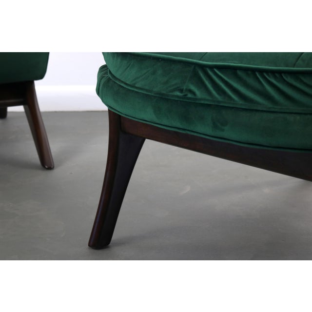 Adrian Pearsall Scoop Lounge Chairs Attributed to Adrian Pearsall in Rich Tufted Green Velvet - a Pair For Sale - Image 4 of 6