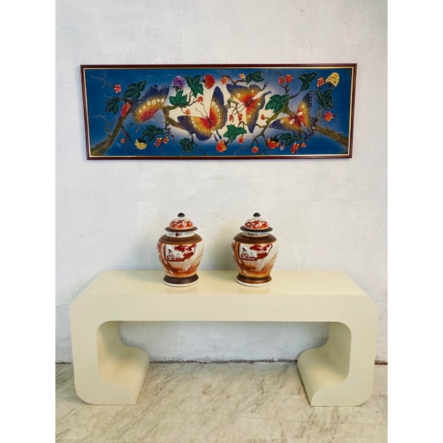 1960s Hand Painted Textile, Framed For Sale - Image 5 of 11