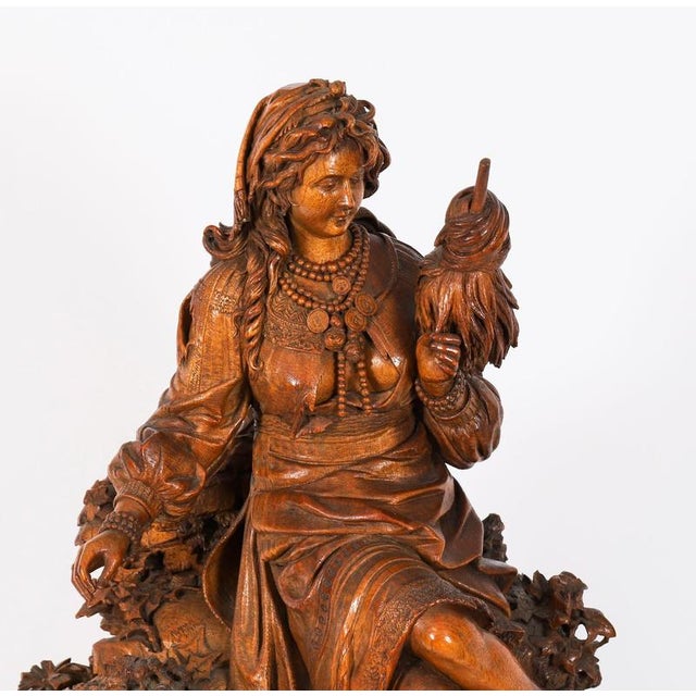 Antique Swiss Black Forest Carved Linden Wood Clock, 1890s For Sale - Image 17 of 18