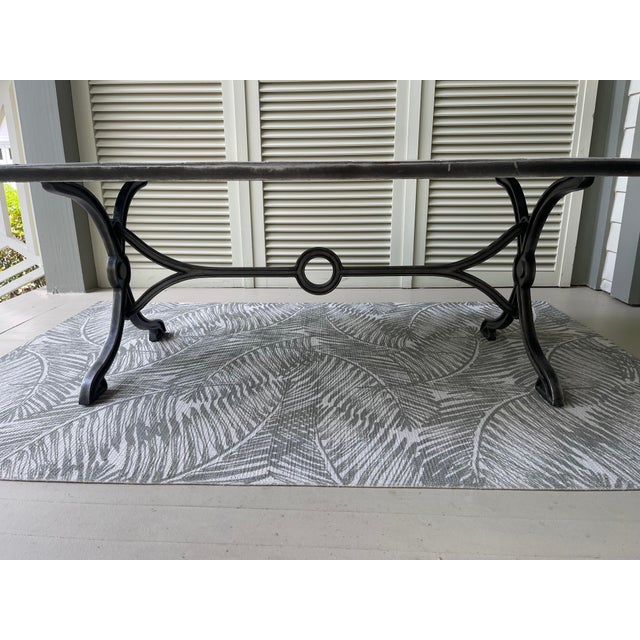 Slate Blue Heavy Iron Indoor/Outdoor Tile Top Conversation Cocktail Table For Sale In Panama City, FL - Image 6 of 6