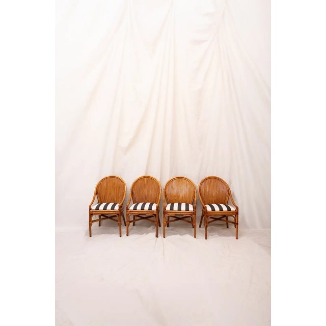 Wood Bamboo Chairs with Caned Backrests, 1970s, Set of 4 For Sale - Image 7 of 7