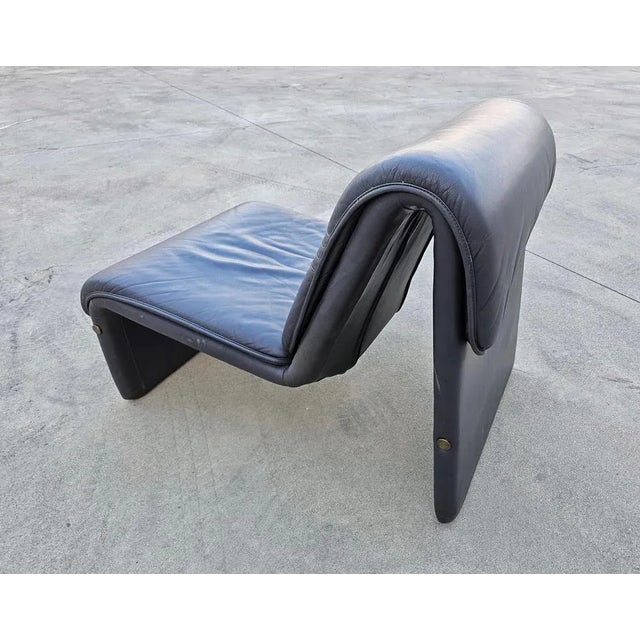 Postmodern Leather Lounge Chair in style of Etienne Fermigier, Switzerland, 1978 For Sale - Image 6 of 12