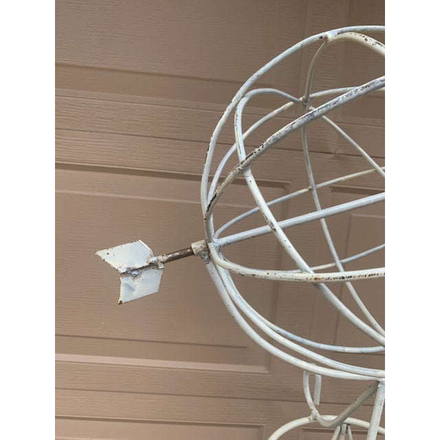 White Large Classical White Cast Iron Armillary Sphere Garden Sculpture on Stand, English Country Estate Decor For Sale - Image 8 of 11