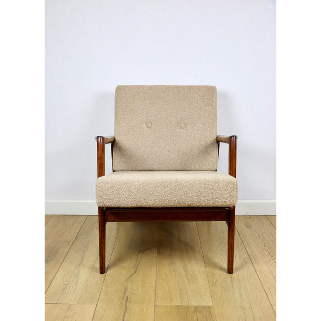 Polish Beige Gold Bouclé Lounge Chair, 1970s For Sale - Image 6 of 11