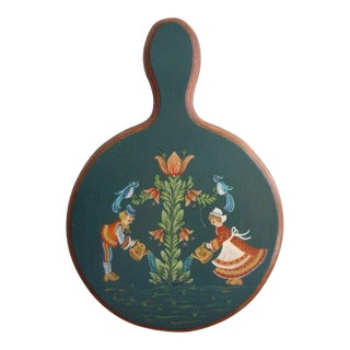 Vintage Dutch Hand Painted Wall Hanging Wooden Cutting Board For Sale