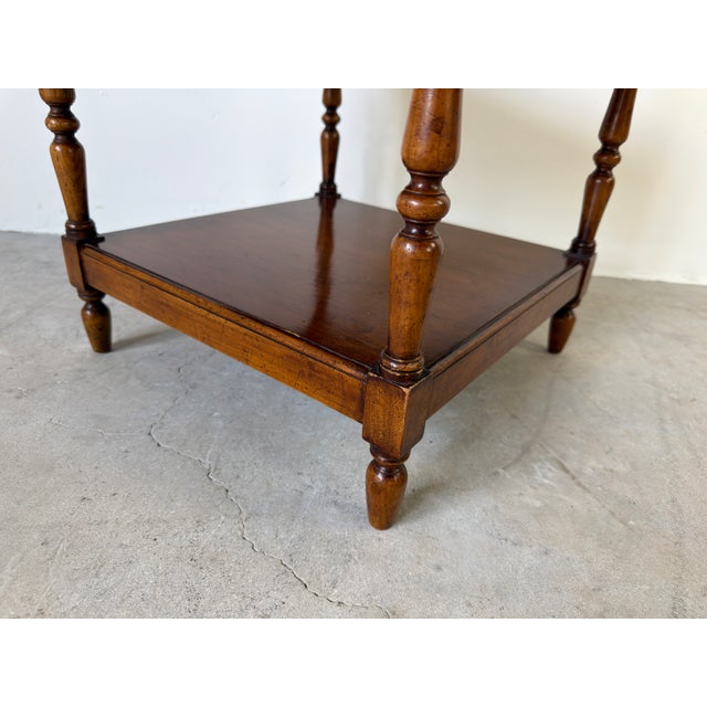 Vintage English Three Tier Side Table With Gallery Top For Sale - Image 12 of 13