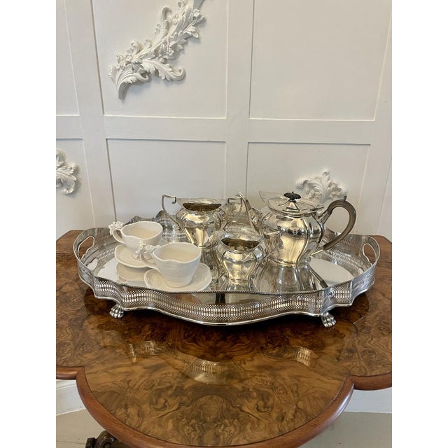 Antique Edwardian Silver Plated Tea Set, 1900, Set of 8 For Sale - Image 3 of 14