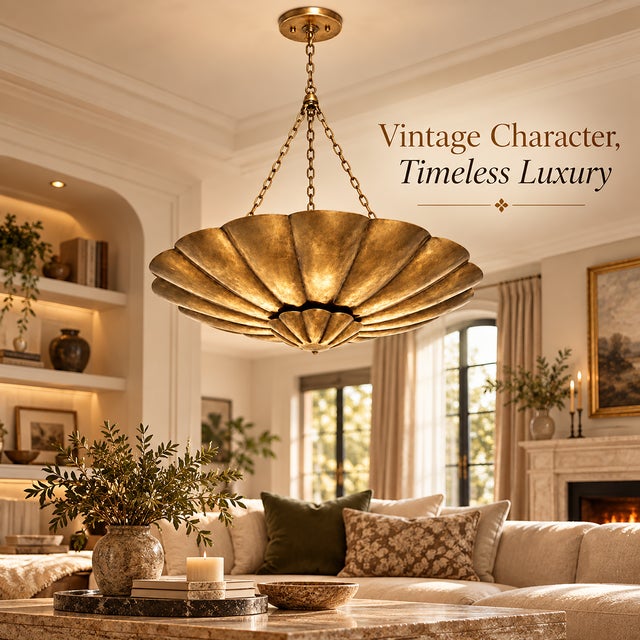 Flower Bowl Chandelier, Antique Brass Finish, Handmade Ceiling Light For Sale - Image 13 of 15