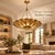 Flower Bowl Chandelier, Antique Brass Finish, Handmade Ceiling Light For Sale - Image 13 of 15
