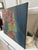 Large original canvas painting with bold multi toned cheerful flowers in a teal floral vase by a window. Vibrant draping...