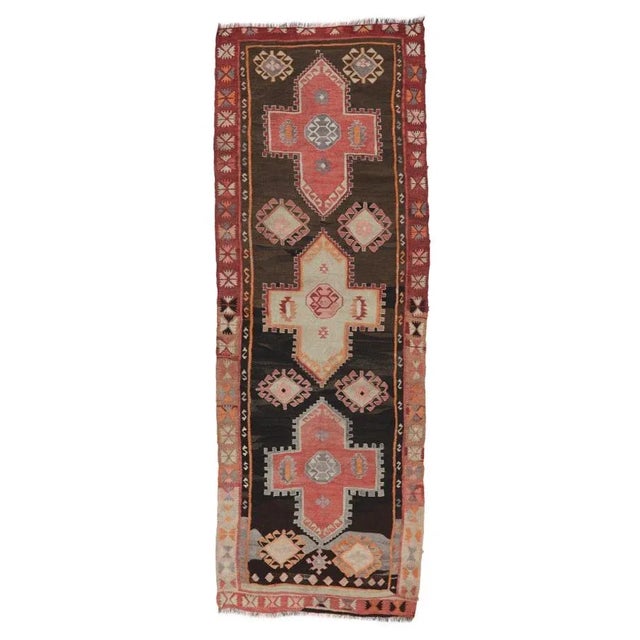 Textile Mid 20th Century Vintage Turkish Kilim Rug For Sale - Image 7 of 7