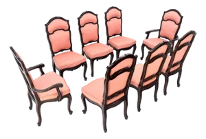 Set of 8 Mid Century Tall Arch Back Clean Cream Upholstery Dining Chairs Quality