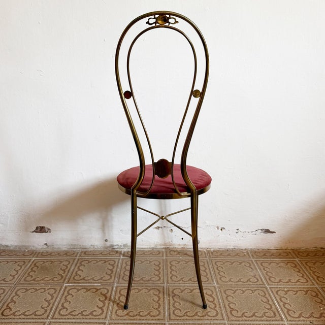1950s Mid-Century Modern Hollywood Regency Brass Chair attributed to Paolo Buffa, Italy, 1950s For Sale - Image 5 of 17