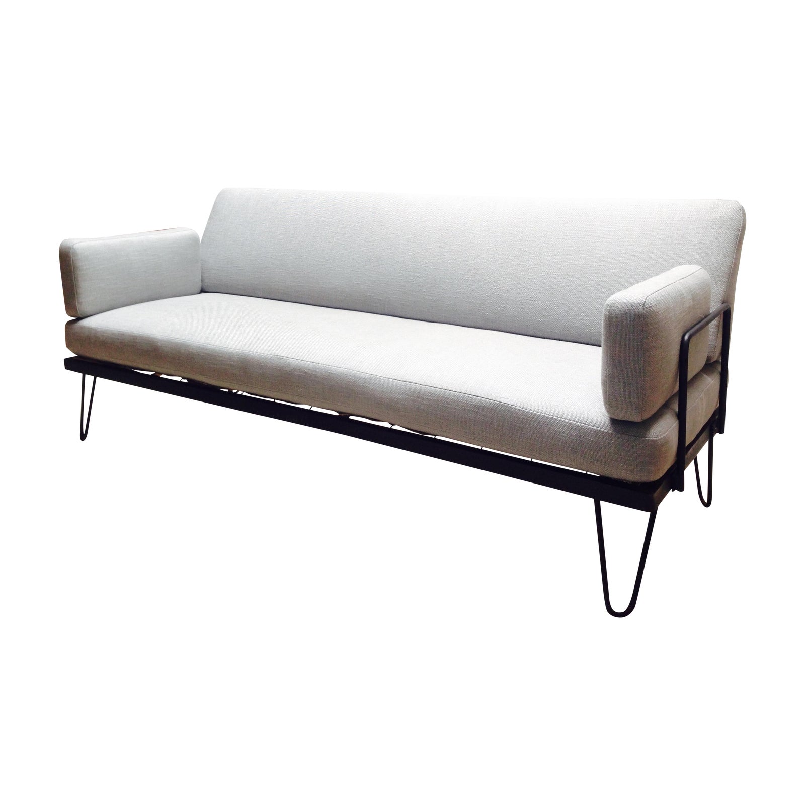 Rare SoCal MidCentury Iron Frame Gray Sofa Chairish