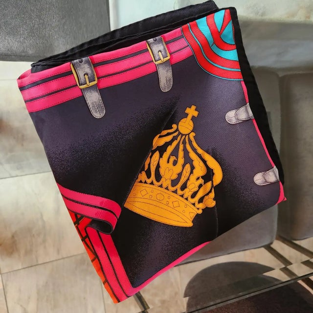 1980s Hermès Silk Scarf Grande Tenue by Designer Henri D' Origny Boxed For Sale - Image 9 of 14