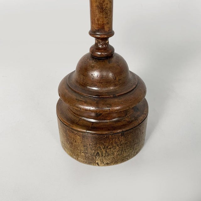 Brown Italian Round Doorstop in Turned Wood, 1930s For Sale - Image 8 of 12