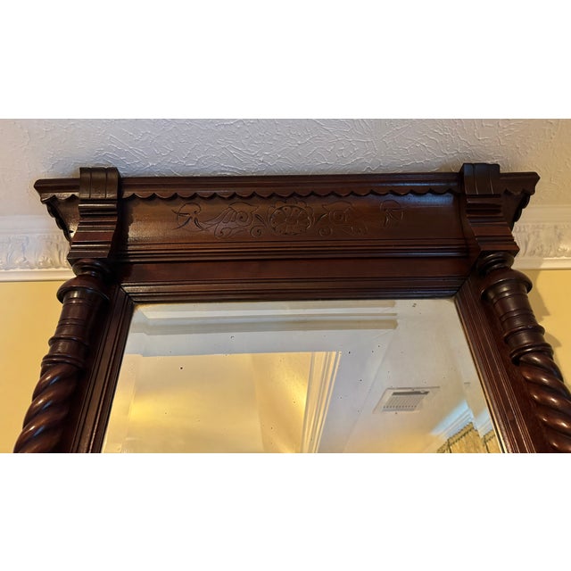 Late 19th Century Antique Victorian Tennessee Red Marble Pier Mirror Signed by S. Heyman (C. 1880) For Sale - Image 5 of 9