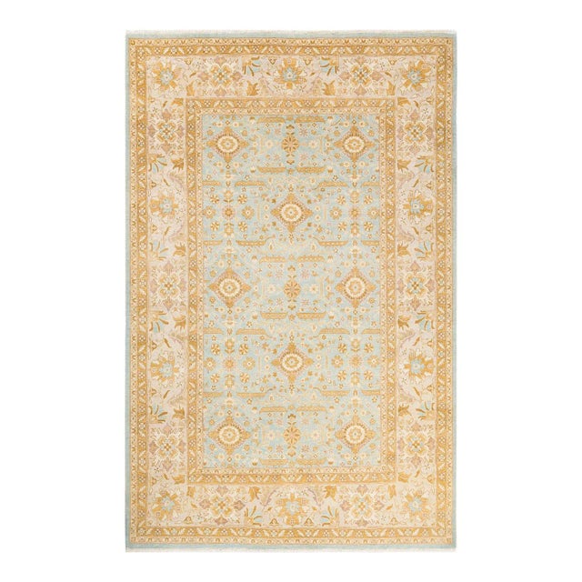 Vintage Traditional Hand Knotted Wool Area Rug, Blue - 5'10" X 9'3" For Sale - Image 9 of 9
