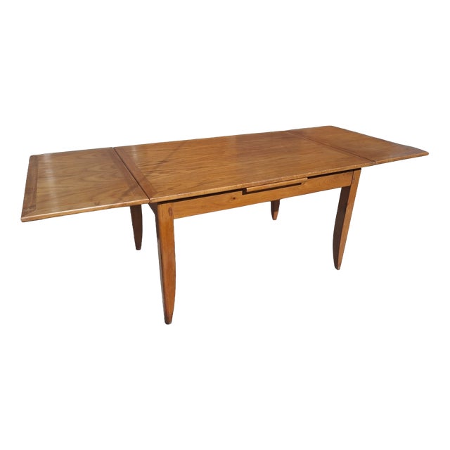 French Reconstruction Extendable Oak Table, 1950 For Sale