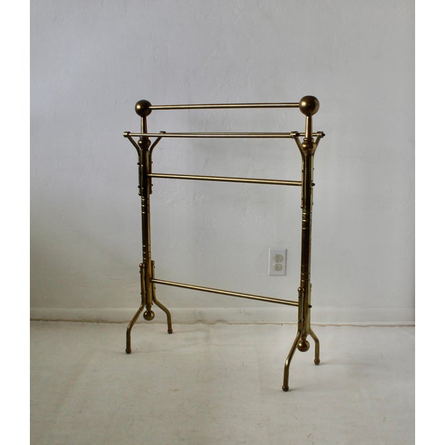 Vintage Victorian-Style Brass Towel Blanket Comforter Rack Stand For Sale - Image 12 of 15