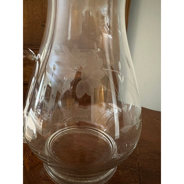 Transparent Vintage Princess House Heritage Pattern Full Set Hand Blown Pitcher, Glasses, Ice Bucket, Brandy Snifter For Sale - Image 8 of 14