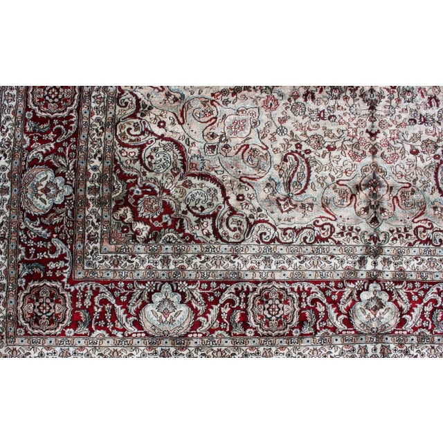 Silk Vintage Isfahan Design Medallion Rug With Intricate Floral Elements For Sale - Image 10 of 13